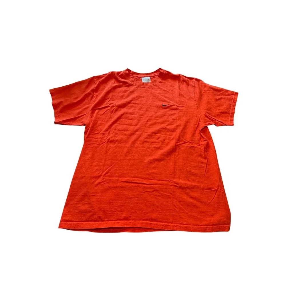 Nike Mens Embroidered Swoosh Logo T-Shirt Orange Cotton Short Sleeve Large